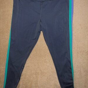 AVIA 3XL (22) Slate Gray Purple Green Side Striped‎ Pocket Performance Leggings